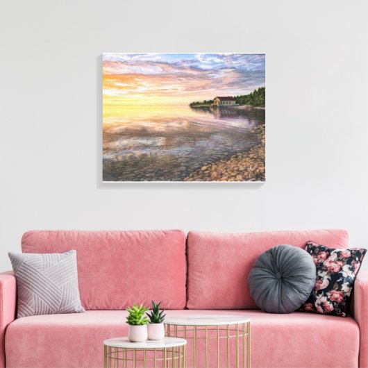 Rock Island, Deuren County Boathouse canvas print (Insitu (Woonkamer))