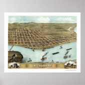 Rock Island, IL Panoramic Map - 1869 Poster (Voorkant)