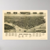 Rock Island, IL Panoramic Map - 1889 Poster (Voorkant)