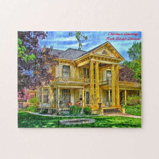 Rock Island Illinois Kerstgroetings Legpuzzel (Horizontaal)