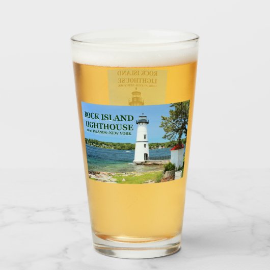 Rock Island Lighthouse, New York Pintglas Glas (Achterkant gevuld)