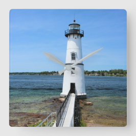 Rock Island Lighthouse, New York Wall Clock Vierkante Klok