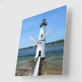Rock Island Lighthouse, New York Wall Clock Vierkante Klok (Hoek)