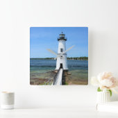 Rock Island Lighthouse, New York Wall Clock Vierkante Klok (Huis)