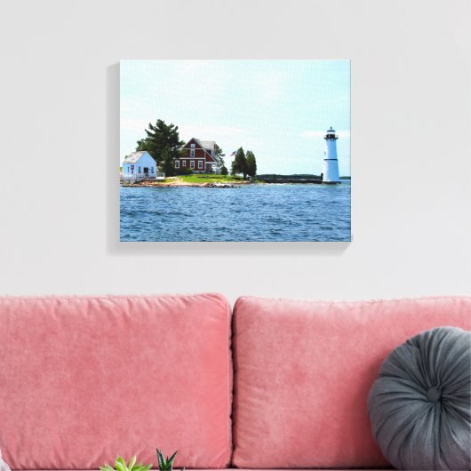 Rock Island Lighthouse, New York Wrapped Canvas Afdruk (Insitu (Woonkamer))