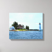 Rock Island Lighthouse, New York Wrapped Canvas Afdruk (Voorkant)