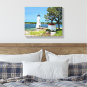 Rock Island Lighthouse, New York Wrapped Canvas Afdruk (Insitu (Slaapkamer))
