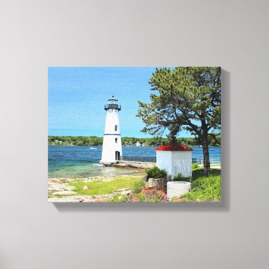Rock Island Lighthouse, New York Wrapped Canvas Afdruk (Voorkant)