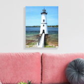 Rock Island Lighthouse, New York Wrapped Canvas Afdruk (Insitu (Woonkamer))