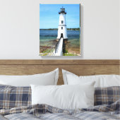 Rock Island Lighthouse, New York Wrapped Canvas Afdruk (Insitu (Slaapkamer))