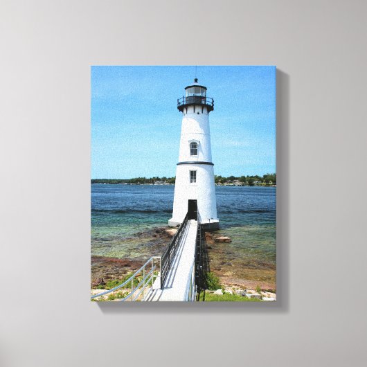 Rock Island Lighthouse, New York Wrapped Canvas Afdruk (Voorkant)