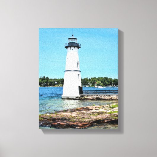 Rock Island Lighthouse, New York Wrapped Canvas Afdruk (Voorkant)