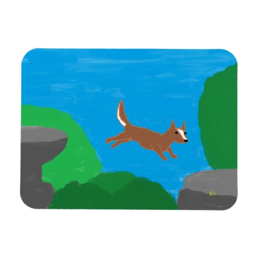 Rock Jumping Dog Magnet Magneet (Horizontaal)
