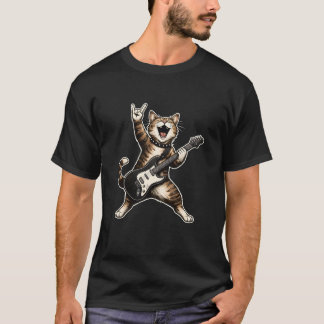 Rock Kat Gitaar , Grappige Rocker Kat Muziek Liefh T-shirt