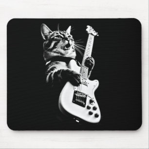 Rock Kat Spelen Gitaar - Grappige Gitaar Kat 1 Muismat
