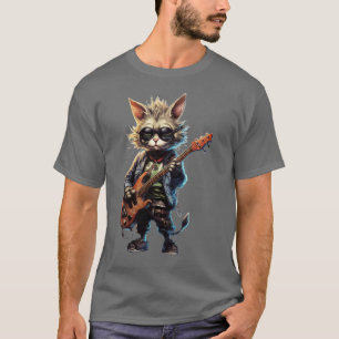 Rock kat spelen gitaar grappige gitaar kat (1) t-shirt