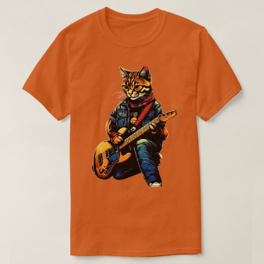 Rock kat spelen gitaar grappige gitaar kat (24) t-shirt (Design voorkant)