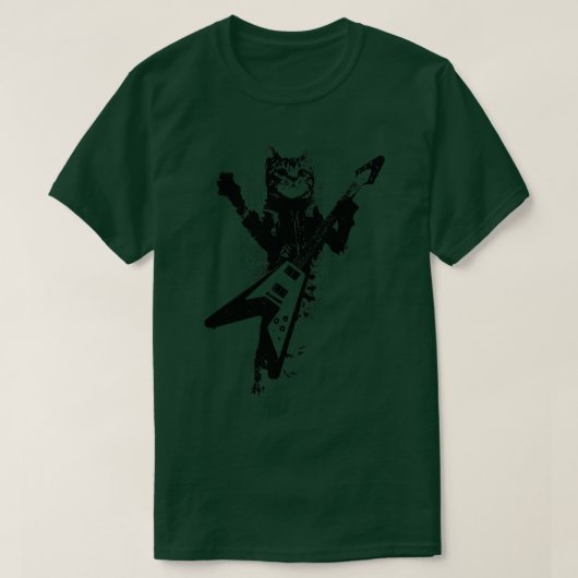 Rock kat spelen gitaar grappige gitaar kat (31) t-shirt (Design voorkant)