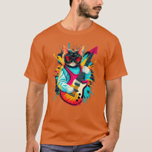 Rock kat spelen gitaar grappige gitaar kat (5) t-shirt