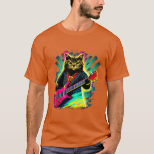 Rock kat spelen gitaar grappige gitaar kat (9) t-shirt