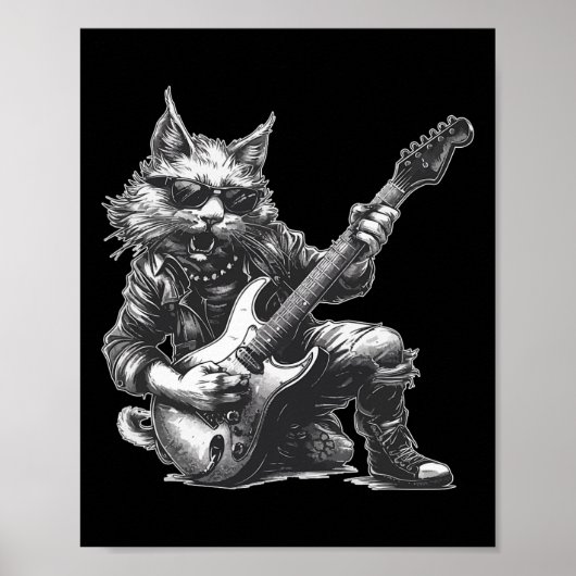 Rock kat spelen gitaar grappige gitaar kat poster (Voorkant)