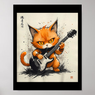 Rock kat spelen gitaar grappige kat poster