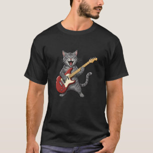 Rock Kat Tabby met Gitaar Grappige Muziek Liefhebb T-shirt