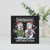 Rock Kerstmis SNOWASIS Sommige Mogen Slepen Sneeuw Feestdagenkaart (Staand voorkant)