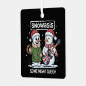 Rock Kerstmis SNOWASIS Sommigen Mogen Sleigh Sneeu Metalen Ornament (Voorkant links)