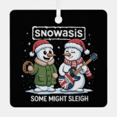 Rock Kerstmis SNOWASIS Sommigen Mogen Sleigh Sneeu Metalen Ornament (Voorkant)