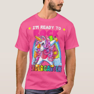 Rock Kindergarten Dabbing Unicorn Girls Terug naar T-shirt