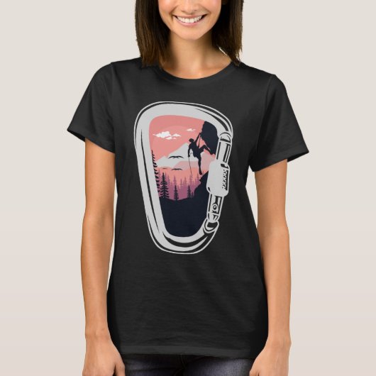 Rock klimmen berg boulderen karabijnhaak natuur t-shirt (Voorkant)