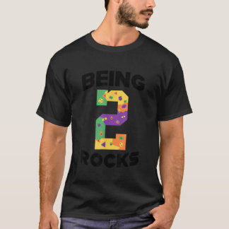 Rock klimmen Grappig 2 jaar oud 2e verjaardag cade T-shirt