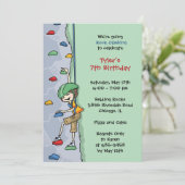 Rock klimmen jongen bruin haar verjaardag feestmuu kaart (Staand voorkant)