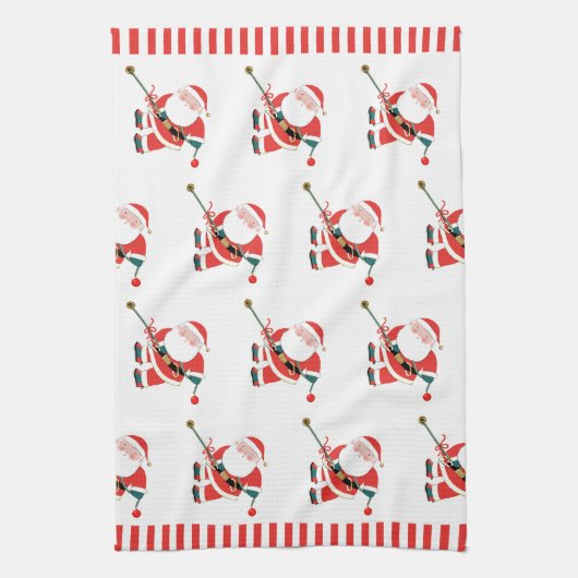 Rock klimmen Santa Kerstmis keukenhanddoek (Verticaal)