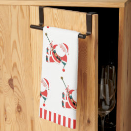 Rock klimmen Santa Kerstmis keukenhanddoek