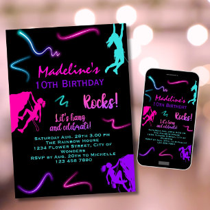 Rock klimmen verjaardag uitnodiging indoor klimmen