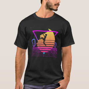 Rock-klimmer Bouldering Retro Vaporwa T-shirt