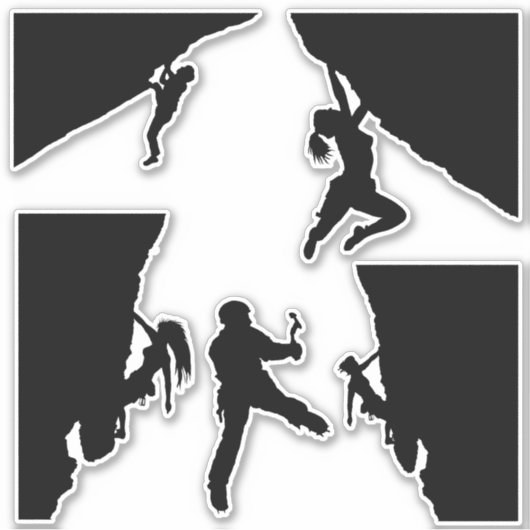Rock klimmers silhouetten sticker blad (Voorkant)
