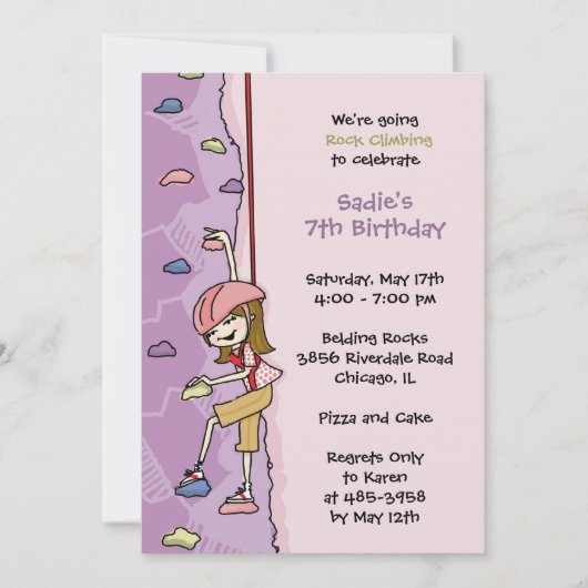 Rock klimuitnodiging: Brunette bruin haar Kaart (Voorkant)