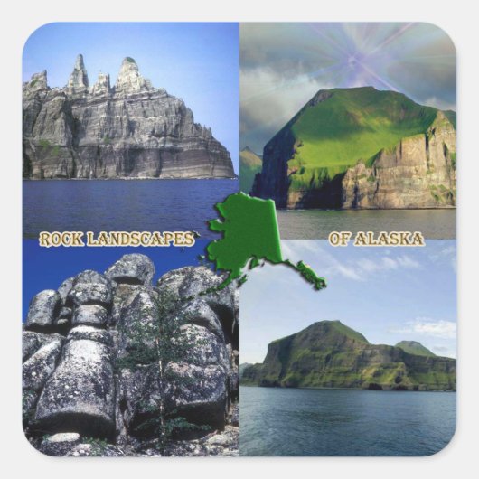 Rock Landscapes van Alaska Collage Vierkante Sticker (Voorkant)