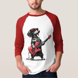 Rock Liefde Hond – Hart Gitaar Kunst T-shirt