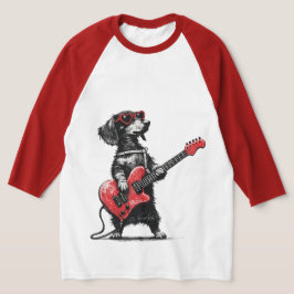 Rock Liefde Hond – Hart Gitaar Kunst T-shirt