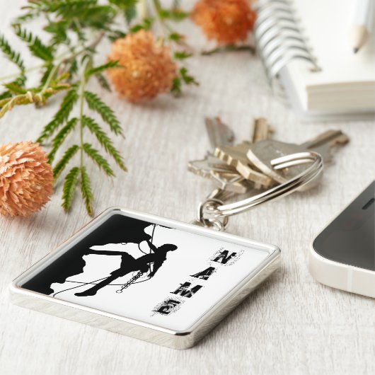 Rock-limmer Silhouette Large (2,00 inch) Square Ke Sleutelhanger (Zijkant)