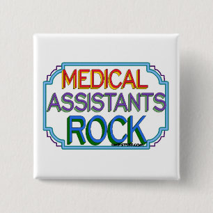 Rock medische assistenten vierkante button 5,1 cm