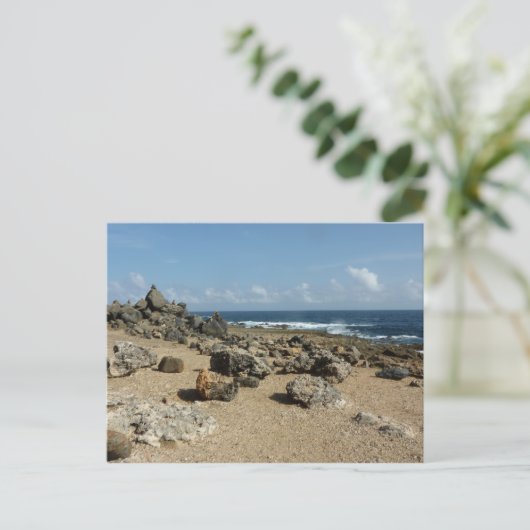 Rock-monumenten aan de kust van Aruban Briefkaart (Staand voorkant)