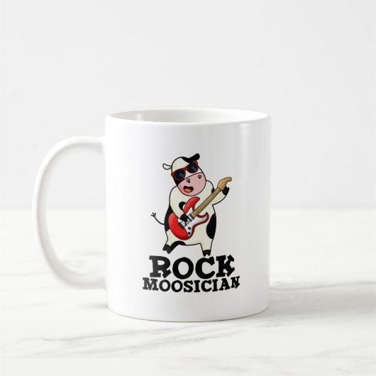 Rock Moosician Funny Koe Musician Pun Koffiemok (Links)
