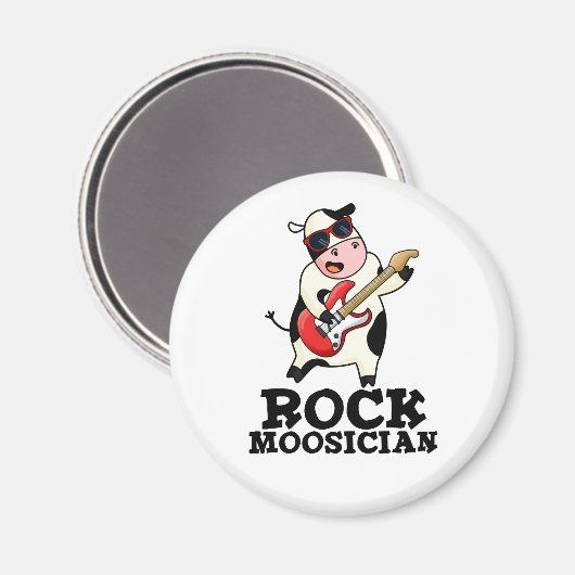 Rock Moosician Funny Koe Musician Pun Magneet (Voorkant / Achterkant)