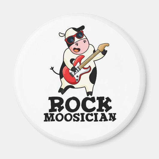 Rock Moosician Funny Koe Musician Pun Magneet (Voorkant)