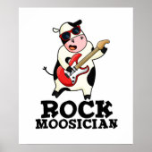 Rock Moosician Funny Koe Musician Pun Poster (Voorkant)